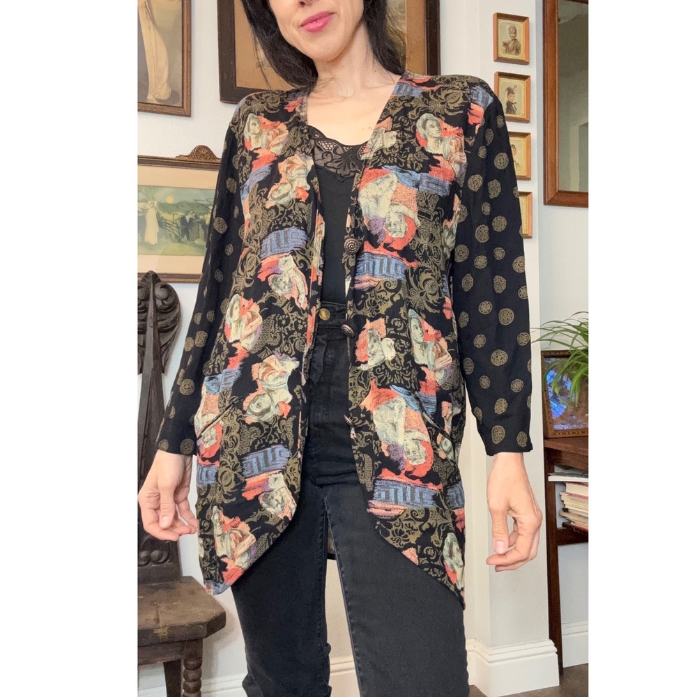 Vintage Baroque Renaissance Art Print Novelty Long Sleeve Cardigan Jacket